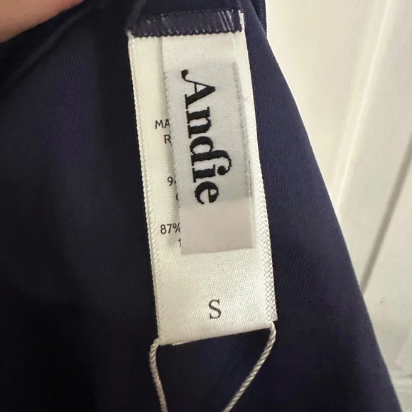 Andie Swim 90's High Waisted Bottom in Eyelet Navy Blue Size Small NEW - Picture 6 of 8